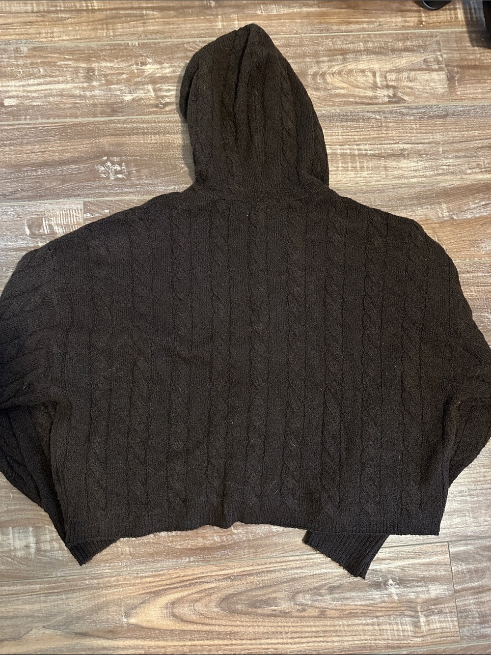 American Eagle Brown Cable Knit Sweater Zip Up - Picture 3 of 3